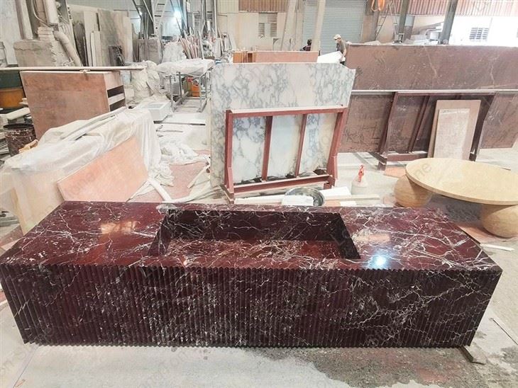 Natural Rosso Levanto Marble Sink For Bathroom factory